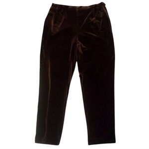 Vintage Christina Hope Chocolate Brown Wide Leg Velvet Pants Side Button Size XL